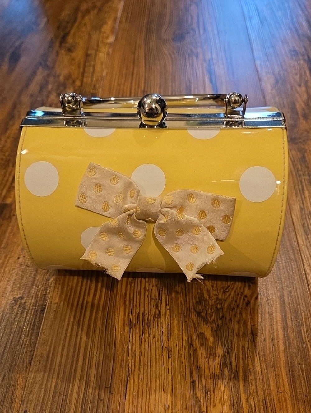 Gymboree Yellow White Polka Dot Bow Clutch Wristlet